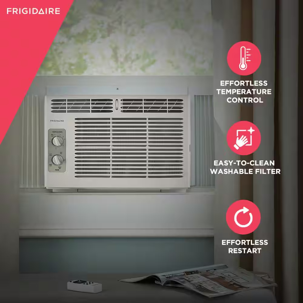 5,000 BTU Window Air Conditioner Cools 150 Sq. Ft. with Mechanical Controls in W