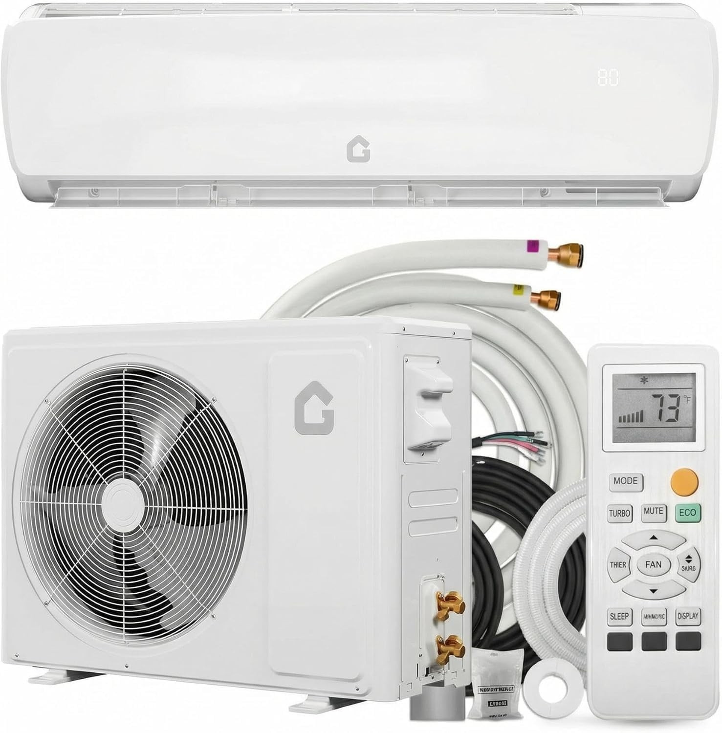 12,000 BTU Mini Split Air Conditioner & Heater R32 Energy Efficient Quiet 42dB