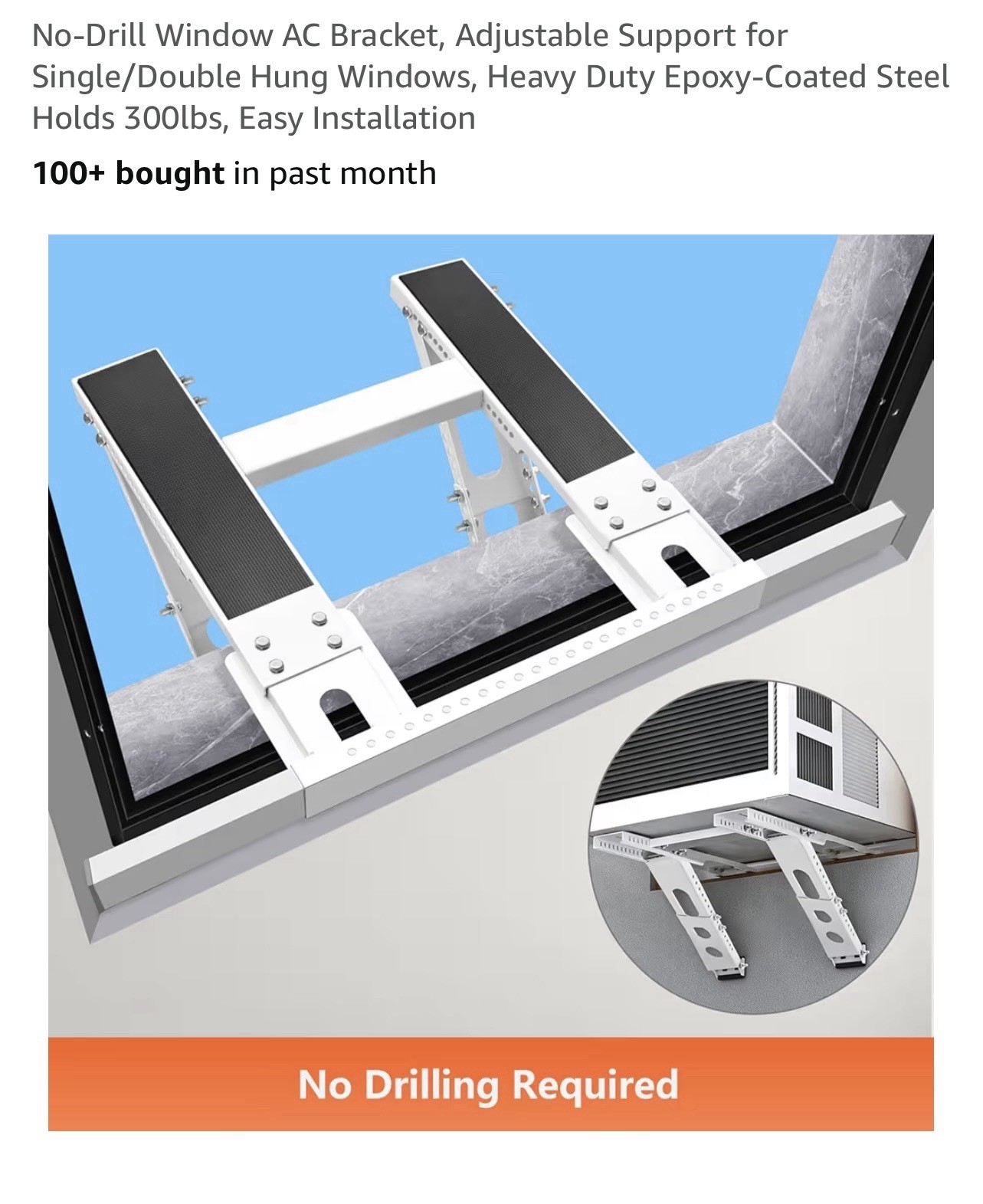 CAT SO RICH – NO DRILLING – AIR CONDITIONER SUPPORT BRACKET- ADJUSTABLE FITTING