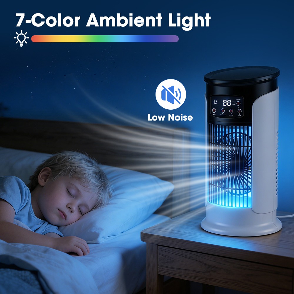 6-Speeds Portable Air Cooler Fan 300ML Water Tank Ice Cold Cooling Conditioner