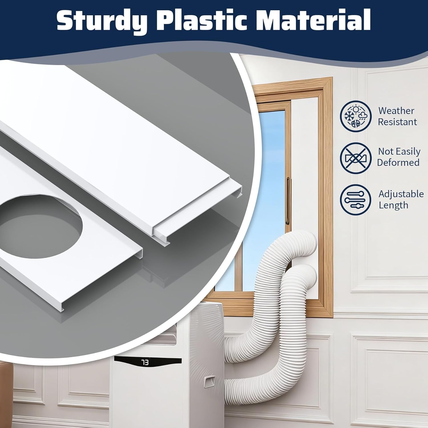 Portable Air Conditioner Window Kit, AC Daul Hose Window Seal Plates Kit for Dua