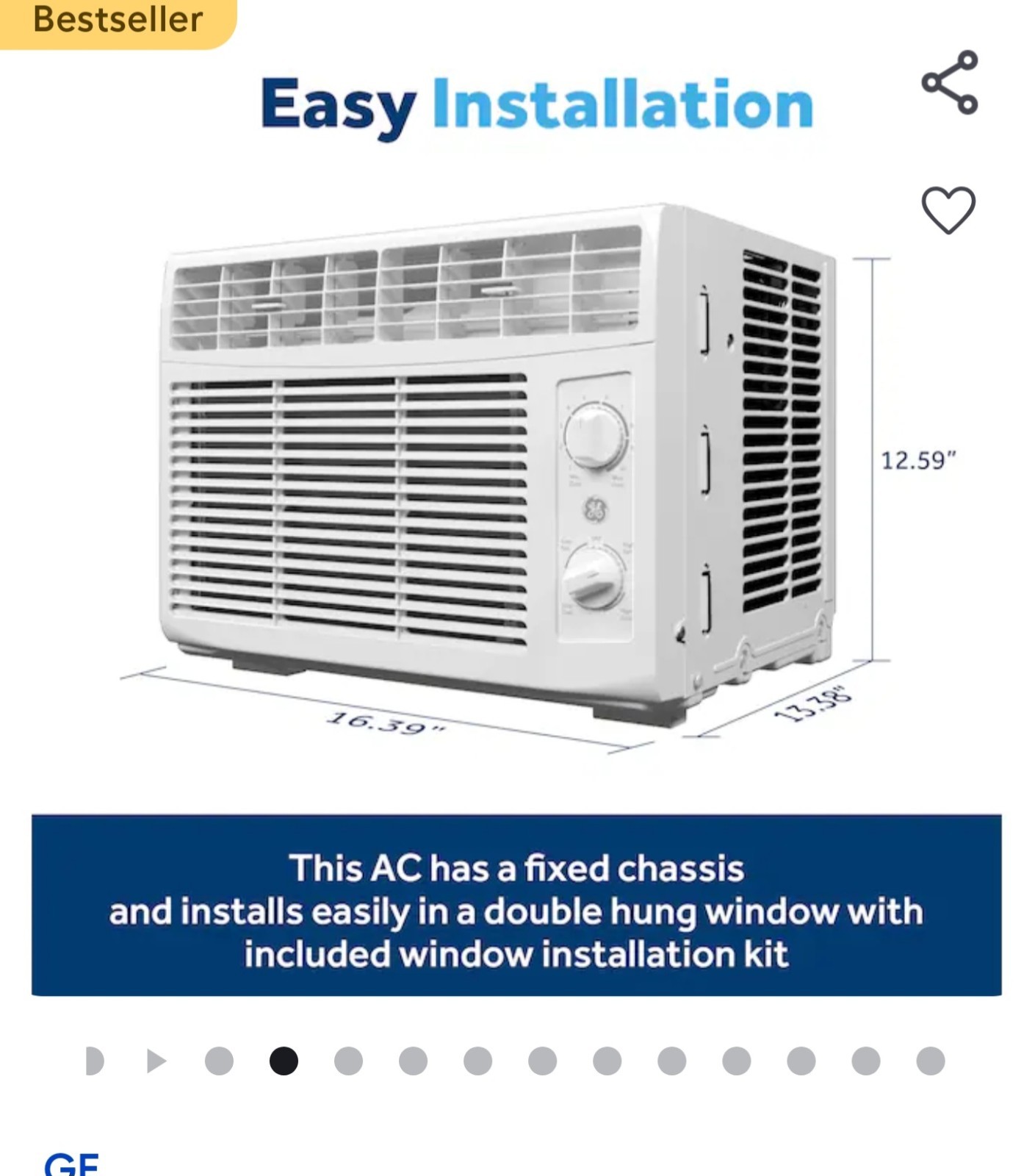 Window Air Conditioner 5000 BTU Cooling Up to 150 SQ. Ft.