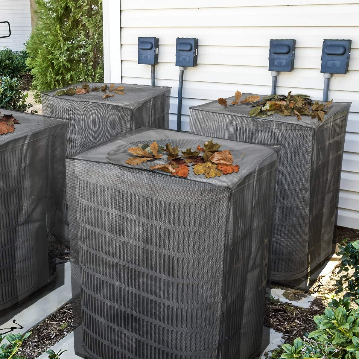 Luxiv Full Mesh Central Air Conditioner Cover, All Seasons Mesh Air Conditioner