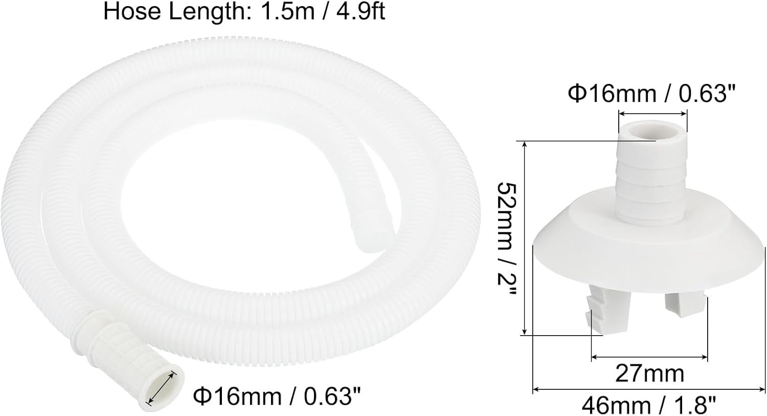 4.9ft Air Conditioner Drain Kit Universal AC Drain Hose Connector Hose