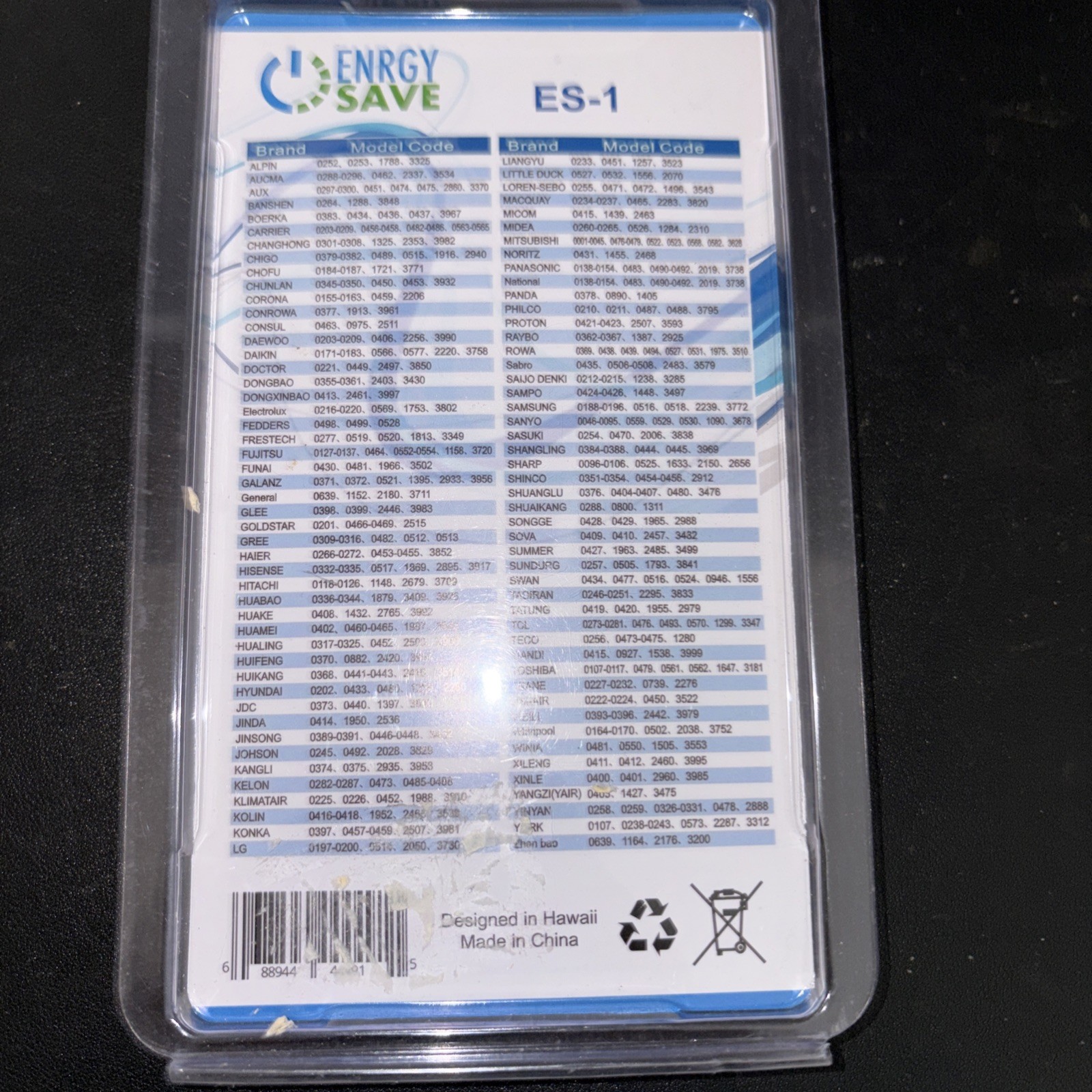 Enrgy Save ES-1 Universal Energy Saving Computerized Remote for Window/Wall Air