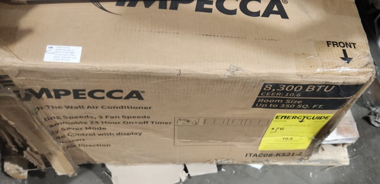 IMPECCA 8,300BTU Through-The-Wall Air Conditioner, Remote, 115V, E-Star#1