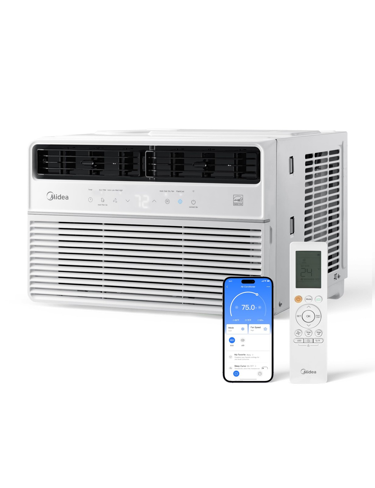 Midea 8,000 BTU Smart Inverter Window Air Conditioner with APP, Alexa Control…