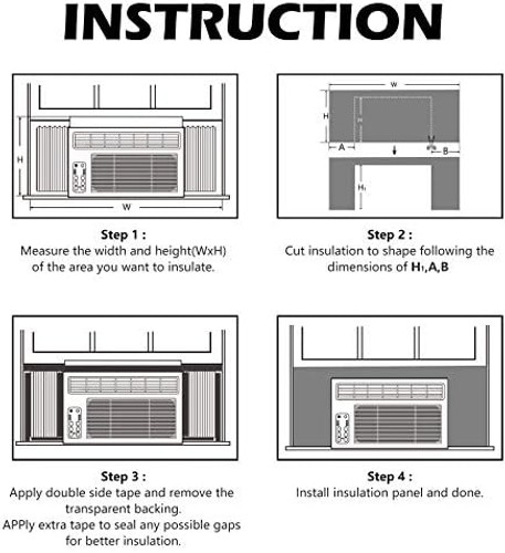 BJADE’S Window Air Conditioner Side Insulated Foam Panel, One-piece Full Surr…