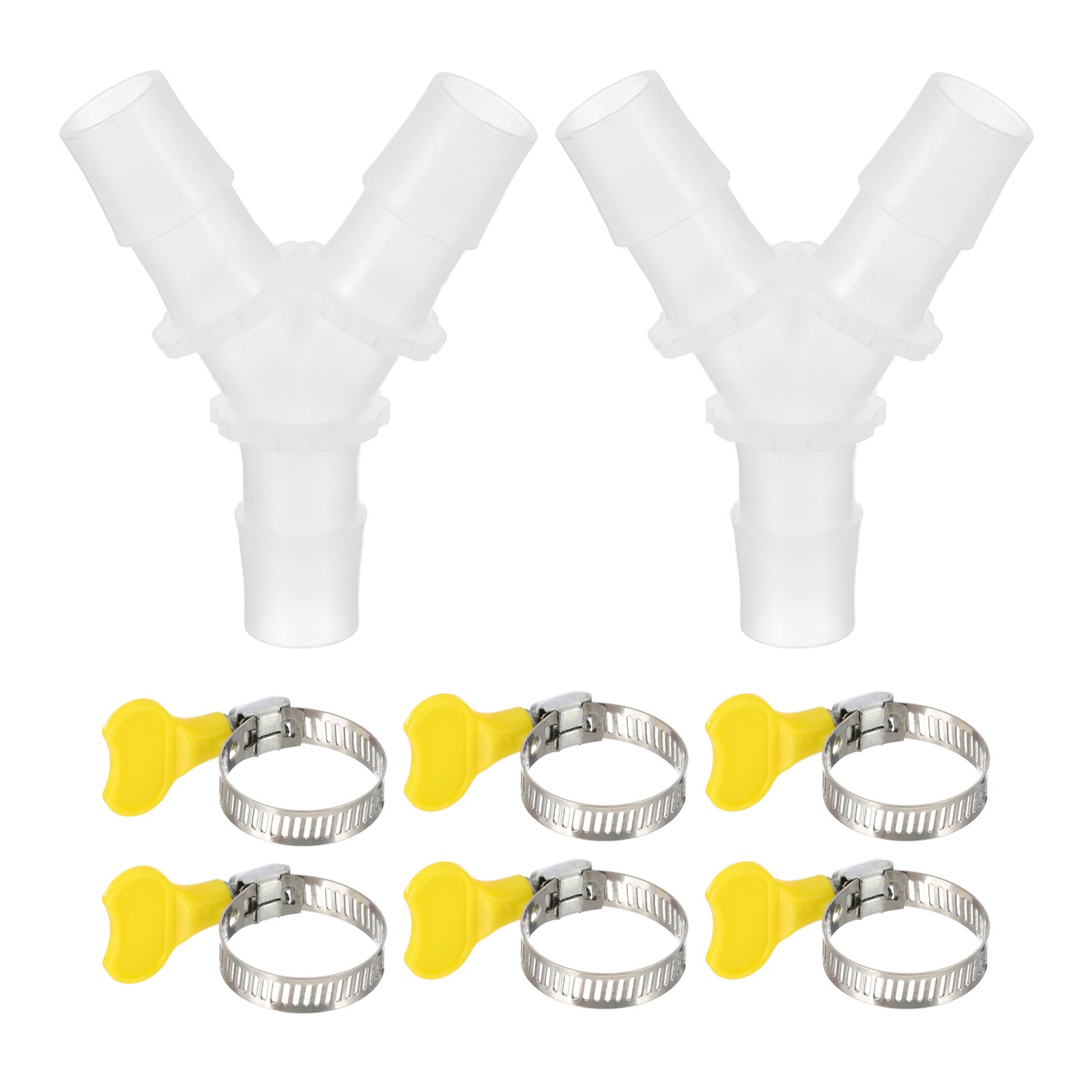 2Pcs3-Way Drain Hose Connector Y Adapter with 3 Hose Clamps for 16-18mm Hose