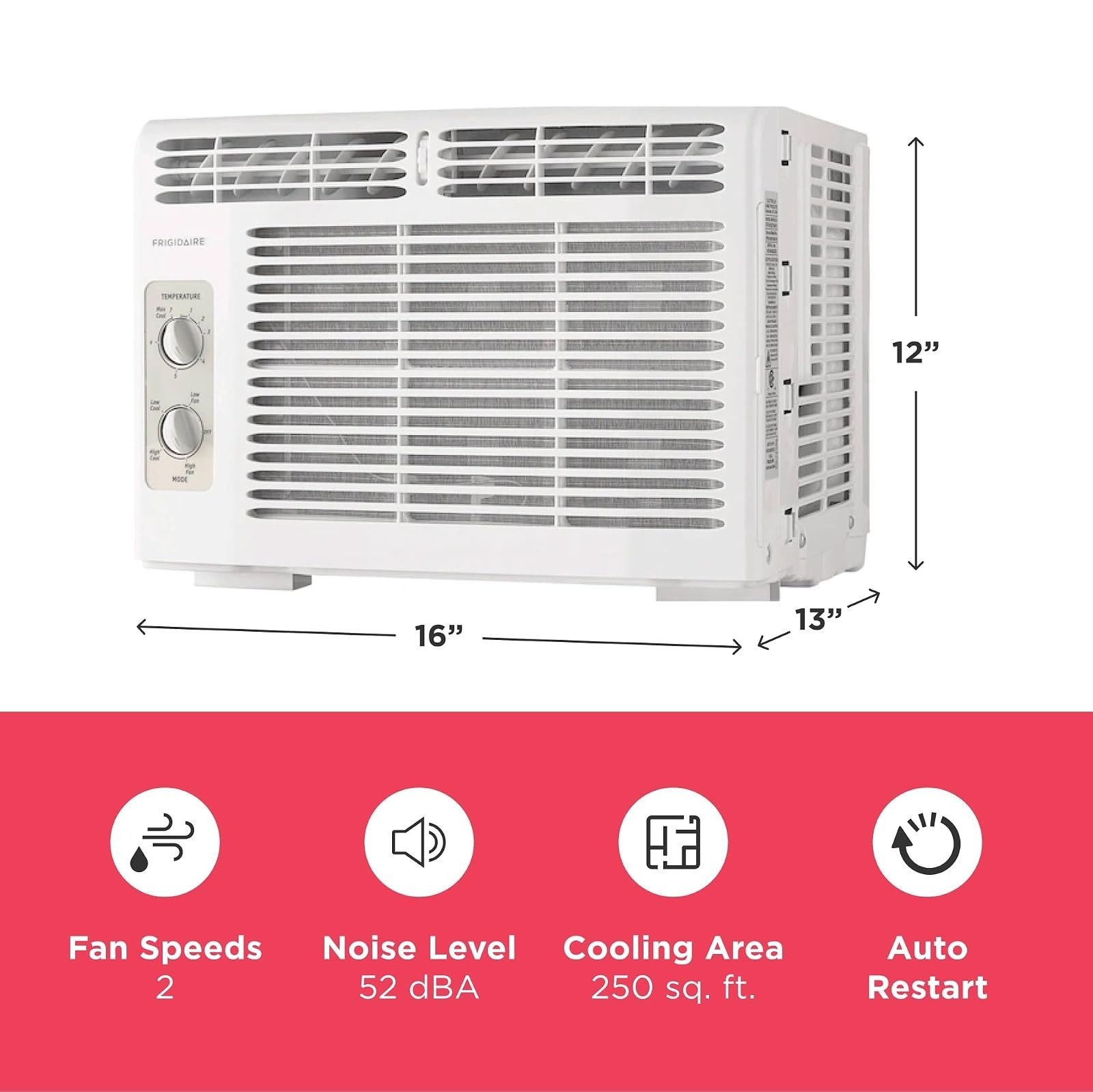 Frigidaire 5,000 BTU Window Air Conditioner, Quiet, 2 Fan Speeds