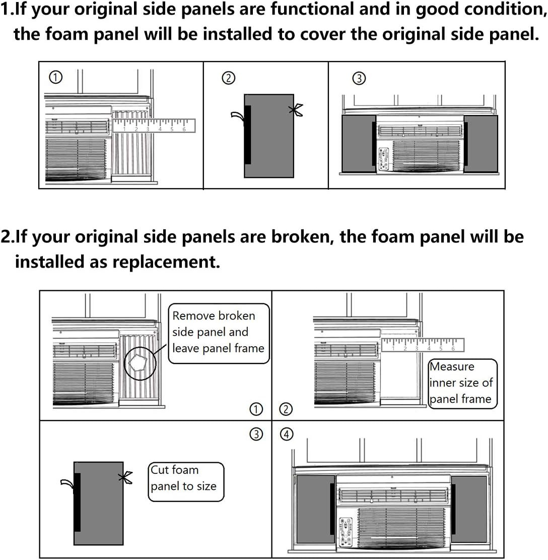 Window Air Conditioner Foam Insulation Panels,Ac Side Insulating Panel Kit,2 Pac
