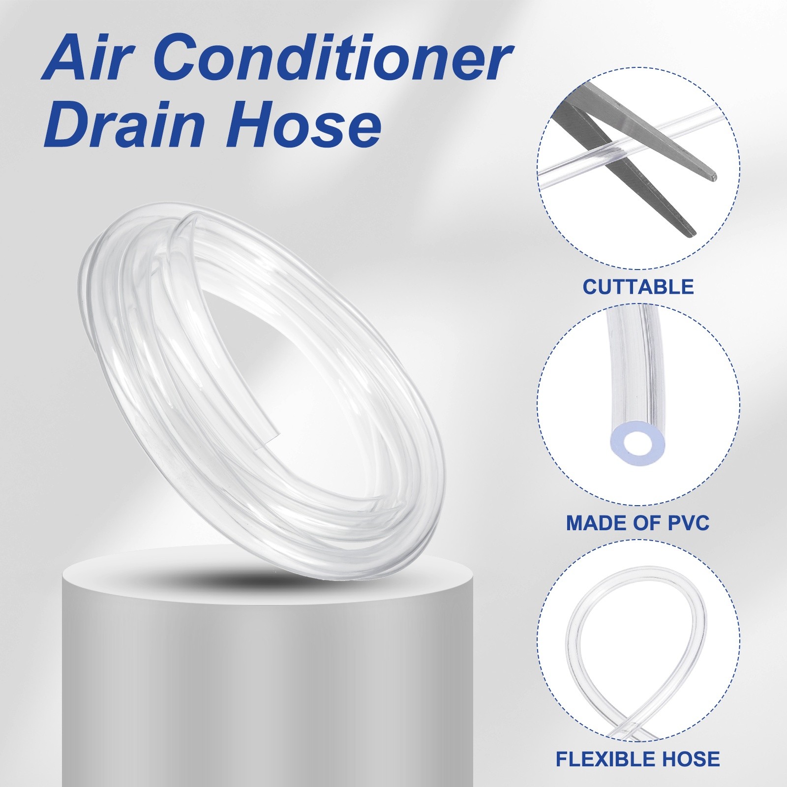 16.4Ft Air Conditioner Drain Hose 5/7″ ID x 7/8″ OD Universal AC Drain Pipe