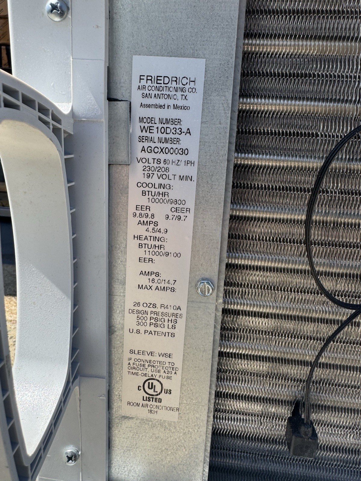 Friedrich WallMaster Thru-Wall AC 11,100 – 16,800 BTU 230V heating and cooling