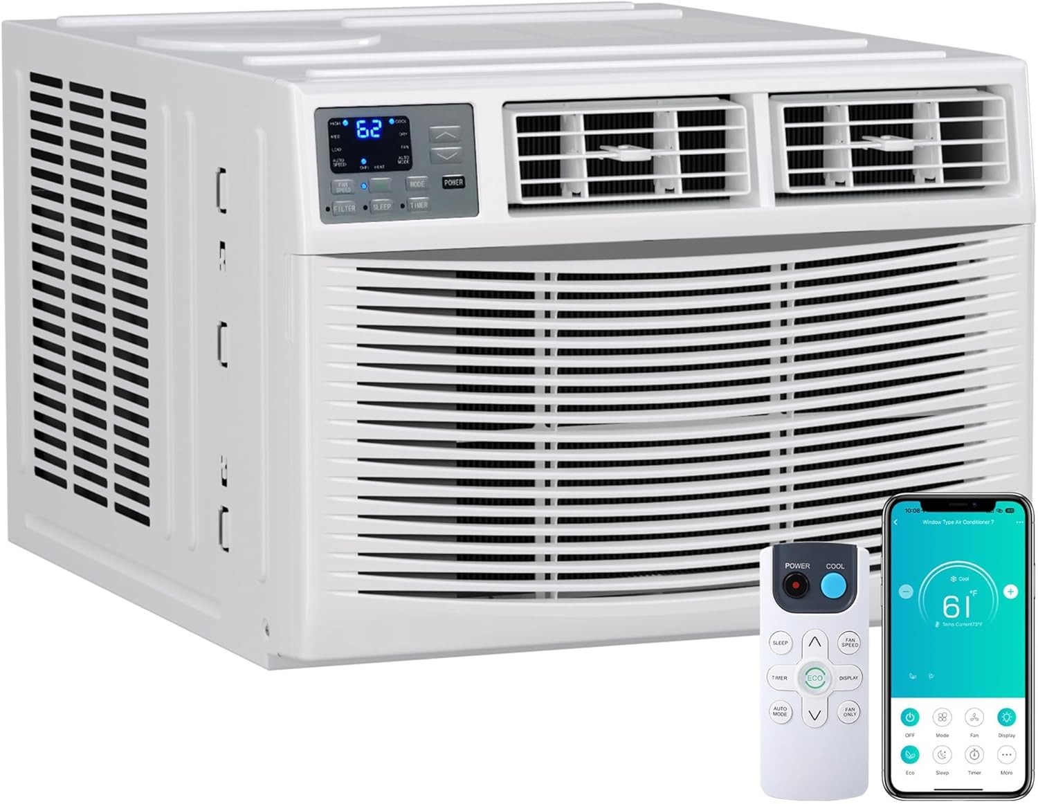 18000 BTU Window Air Conditioner and Heater Combo, Smart WiFi Voice Control AC U