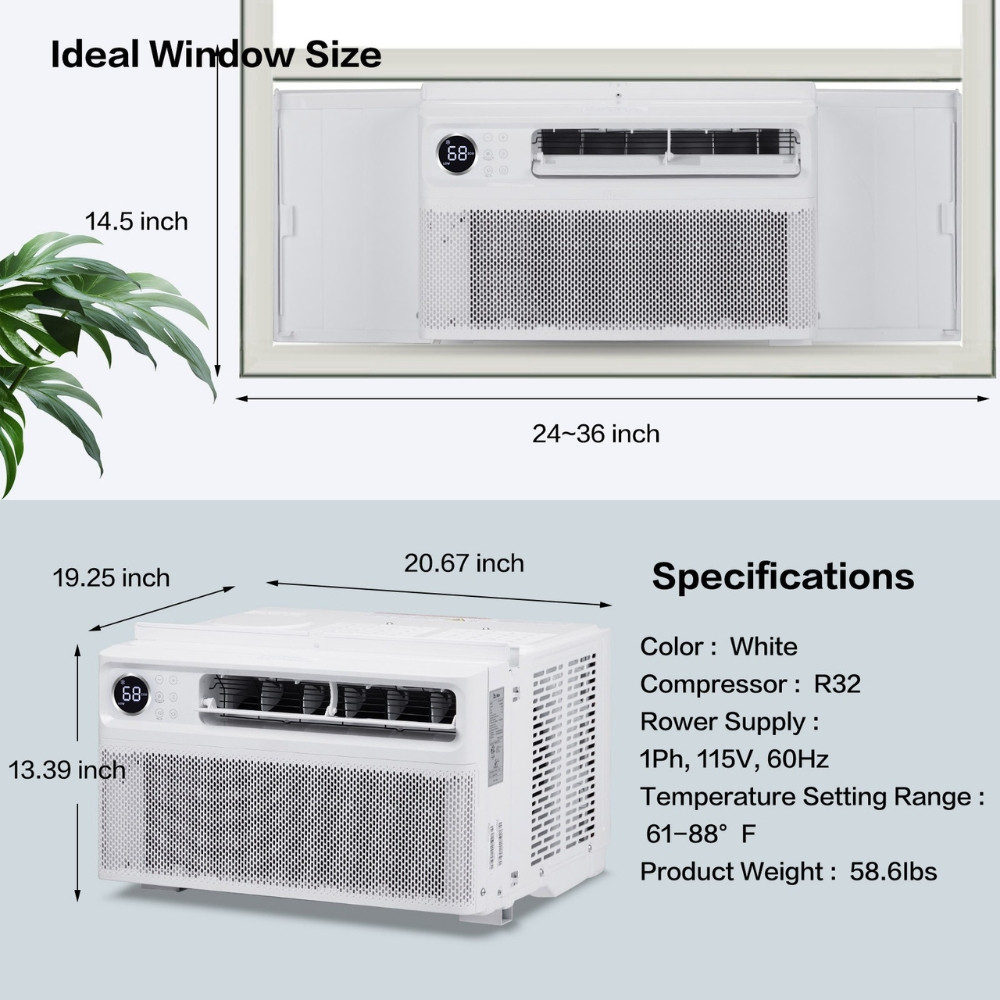 12000BTU Inverter Window Air Conditioner Energy-Saving Window AC Unit with WIFI