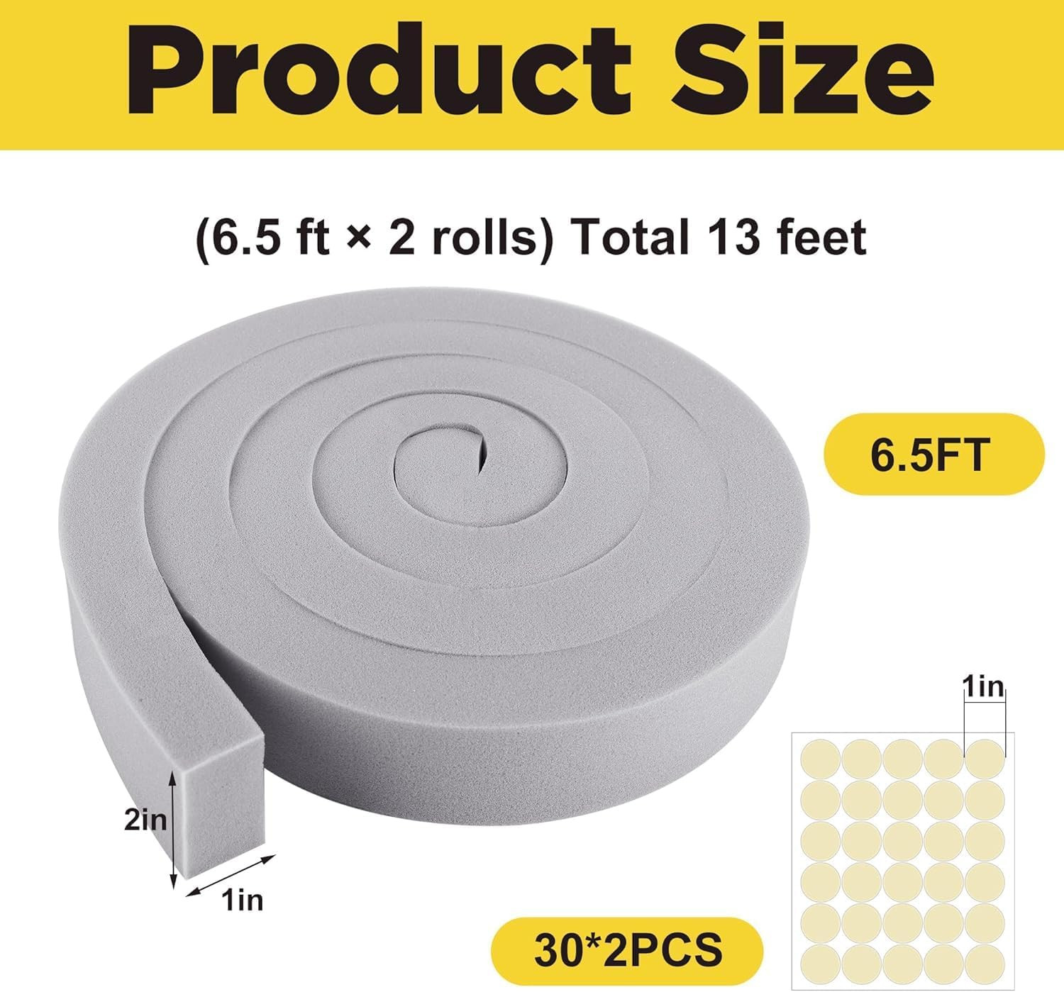 2 Pcs Foam Air Conditioner Weatherseal Tape-2”X1”X6.5Ft Air Conditioner Foam T