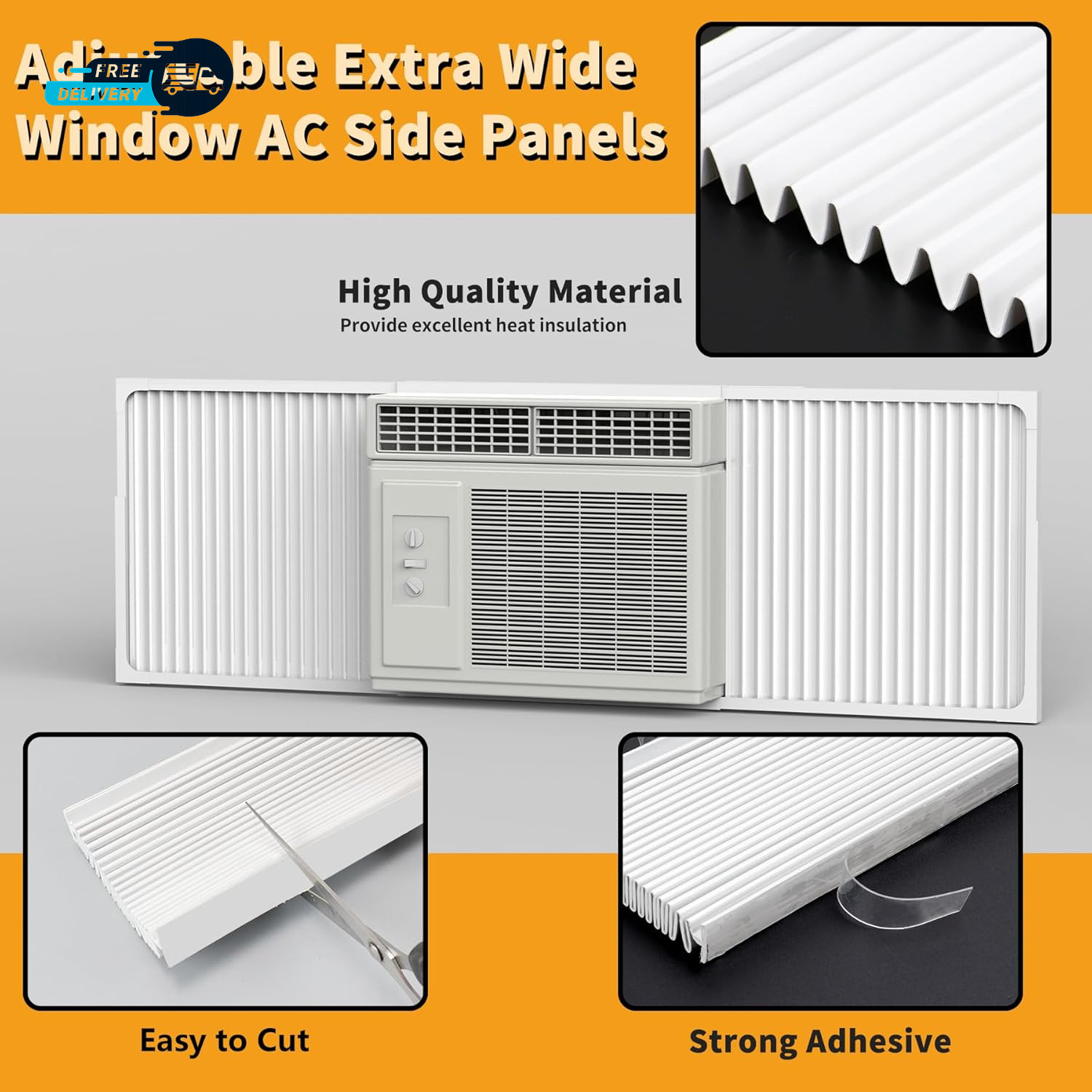 Adjustable Window Air Conditioner Side Panels and Frame Set Extra Wide