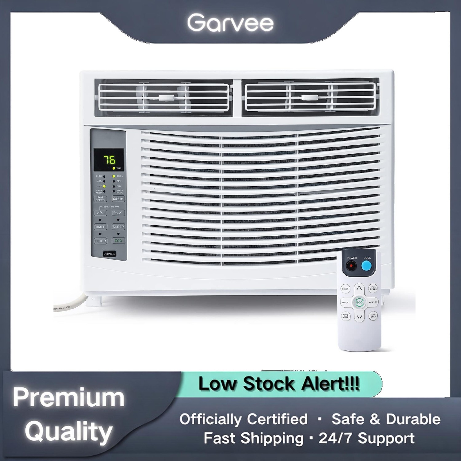 Smart 6000 BTU Window Air Conditioner Fast Cooling Energy Saving Dehumidify 115V