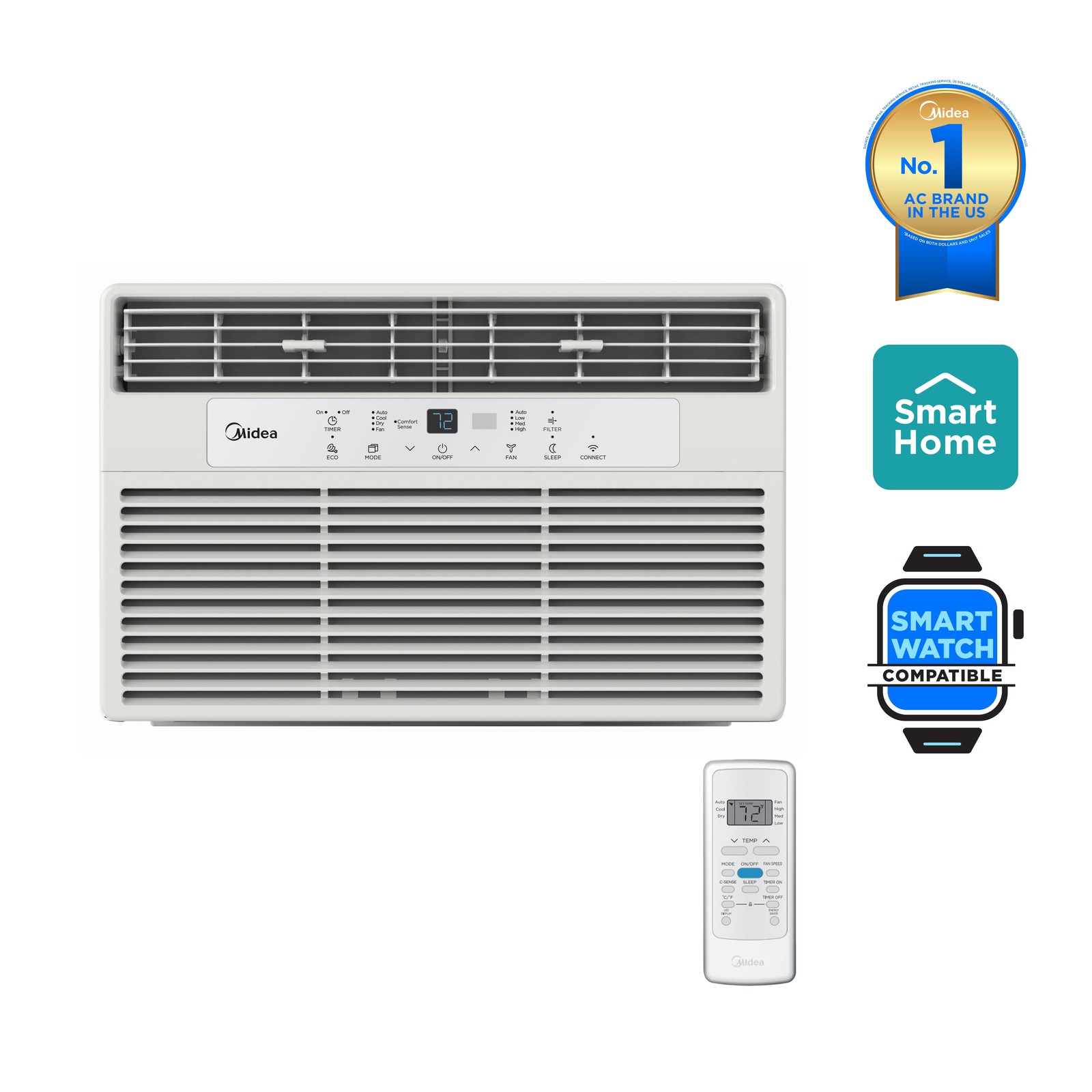 8,000 BTU 115V Smart Window Air Conditioner with Comfort Sense Remote, Up