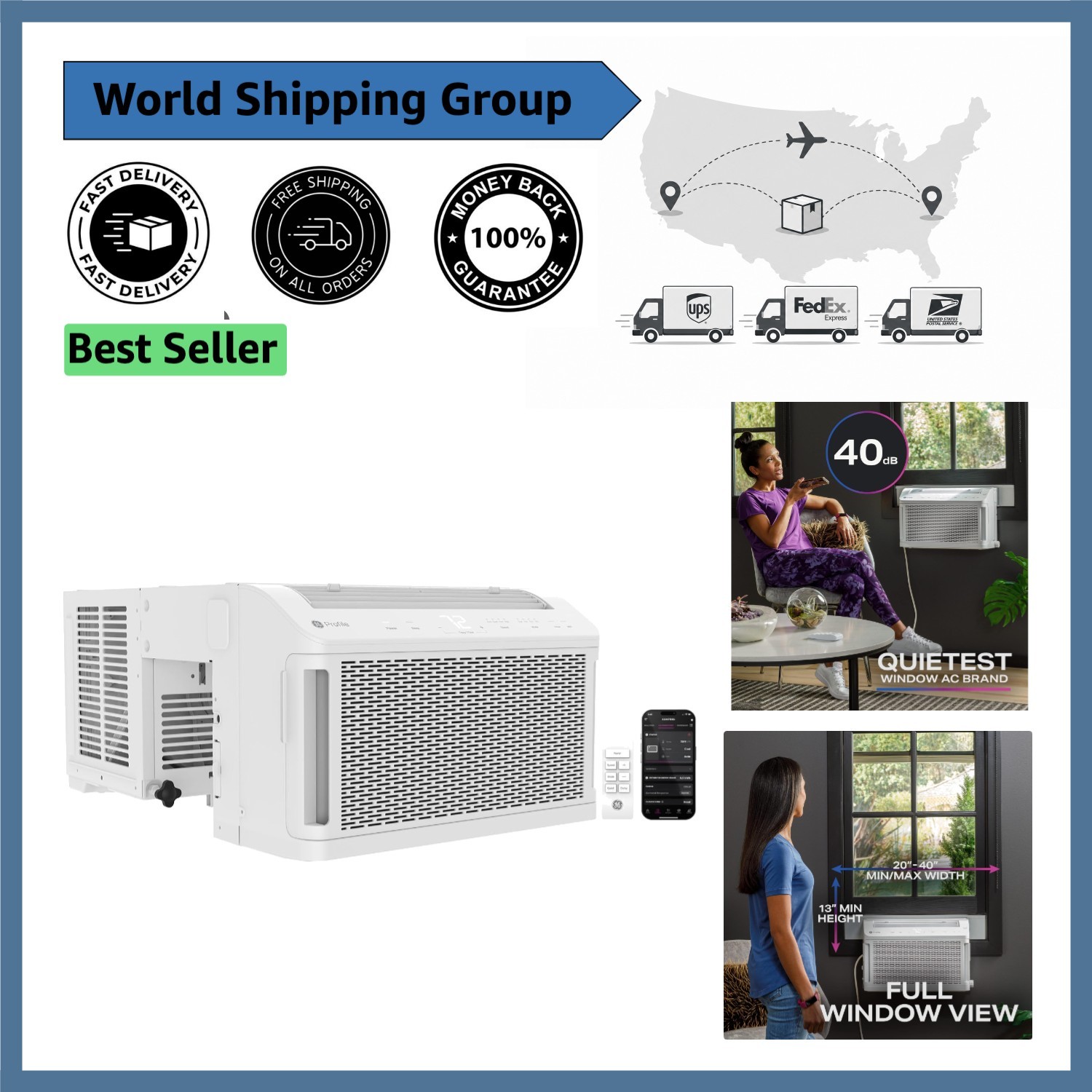 Cools 450 Sq Ft: GE ClearView 10,300 BTU Window AC – Ultra Quiet & WiFi Ready