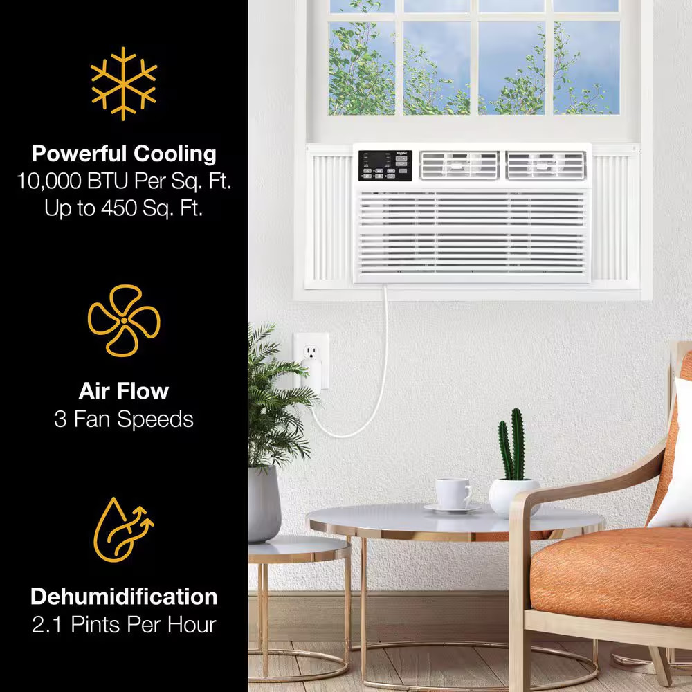 10,000 BTU (DOE) Window Air Conditioner Cools 450 Sq. Ft. with Remote in White