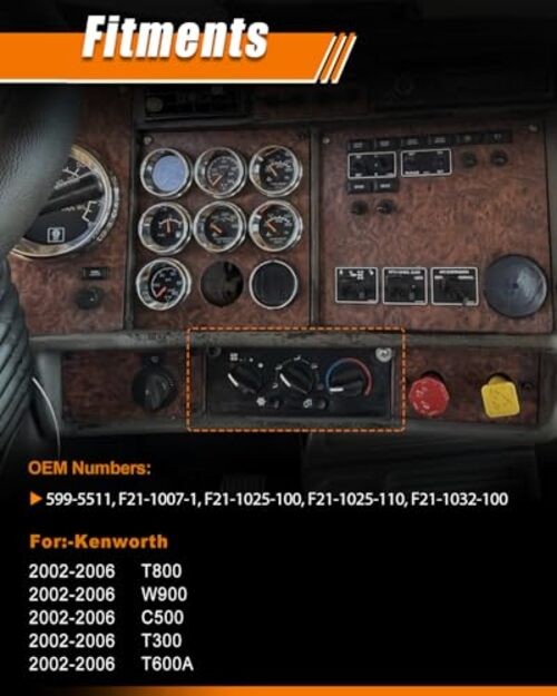 for:-Kenworth A/C Climate Control Panel Module, Air Conditioner Control Switch