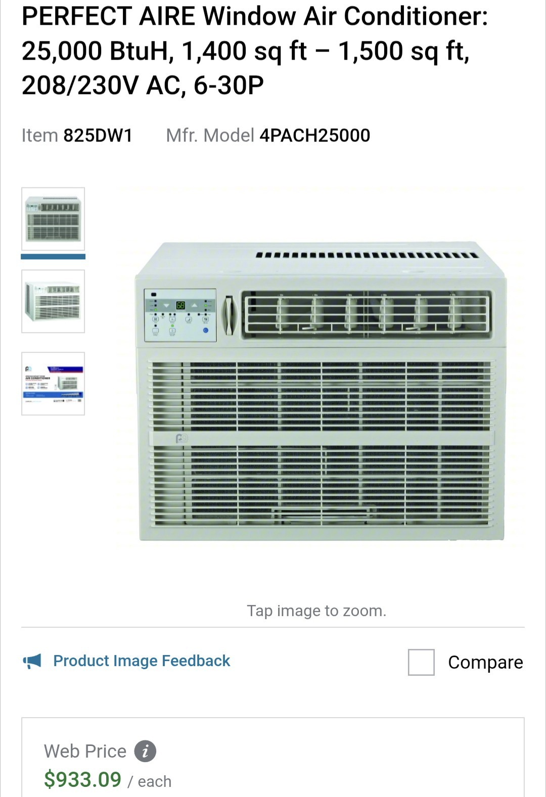 Perfect Aire 25,000 BTU 1550 Sq. Ft. Window Air Conditioner and Heater with
