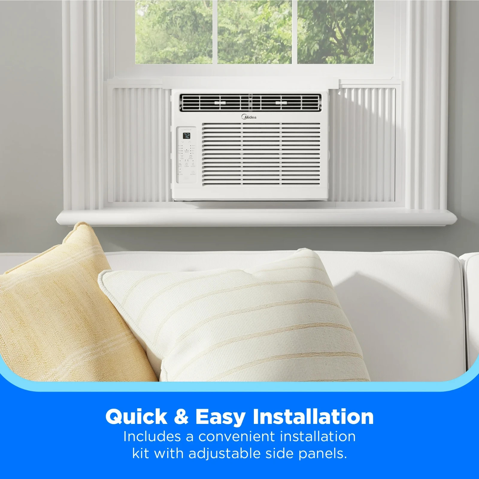 Midea 5,000 BTU Window Air Conditioner, Cools Up To 150 Sq Ft, Remote, Programma