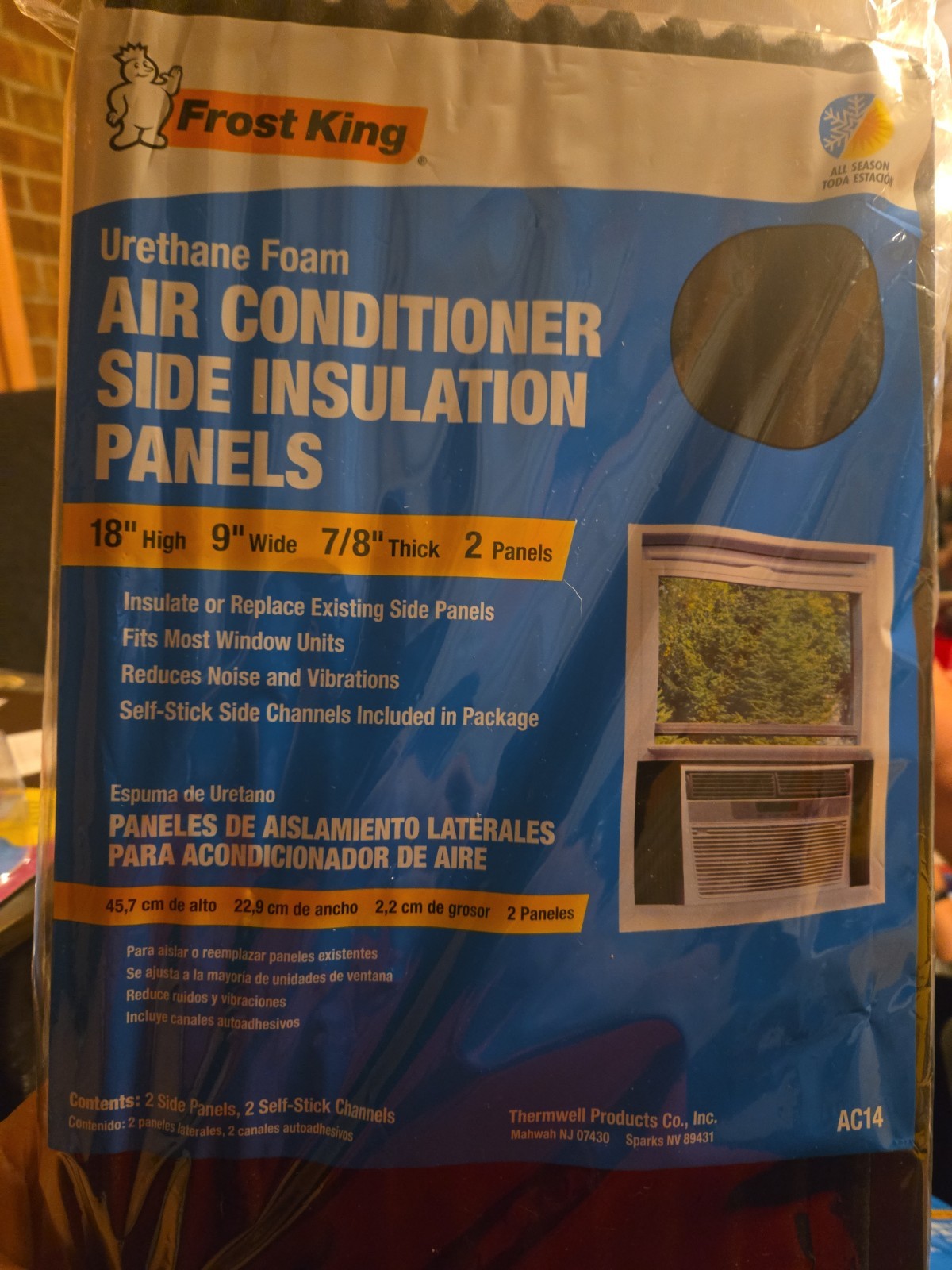 Set of 2 Window Air Conditioner Foam Side Insulating Panels 18x9x 7/8 AC-207