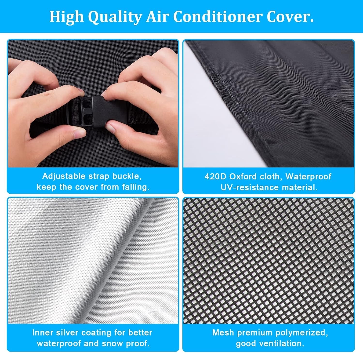 Adjustable Black Mesh AC Cover for Window Units – Protects Against Dust & Sun