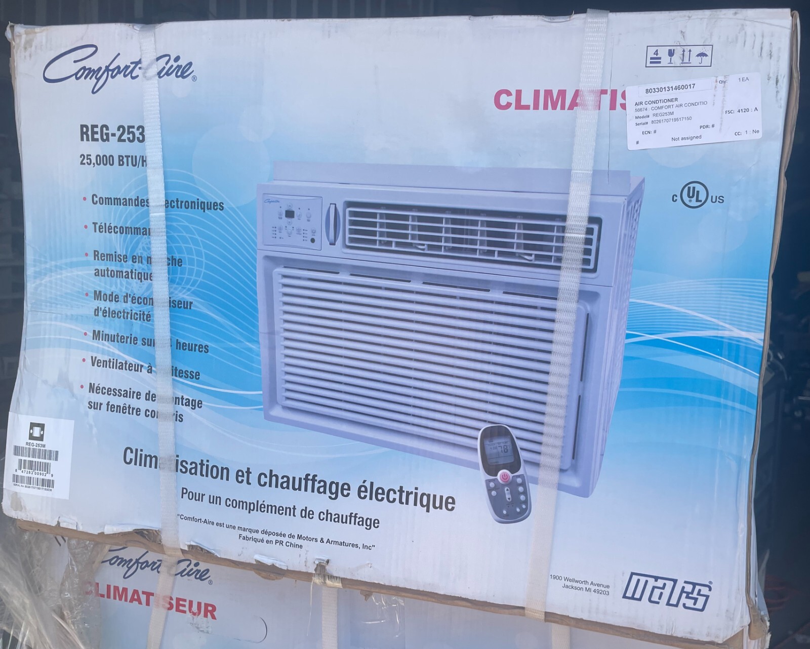 Comfort-Aire REG-253M Window Air Conditioner/Heat, 25,000 BTU, NEW! Pickup