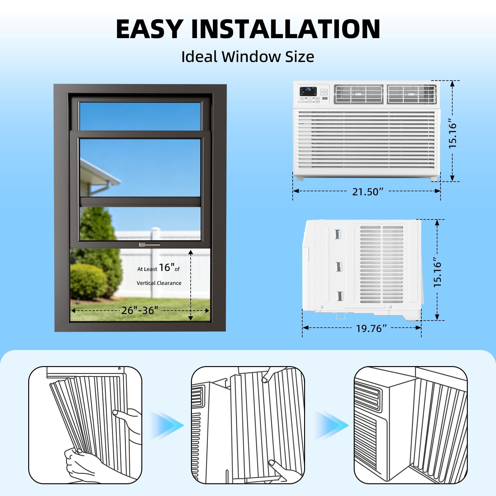 Antarctic Star 14,000 BTU Window Air Conditioner, Window AC Unit, Cools Rooms…