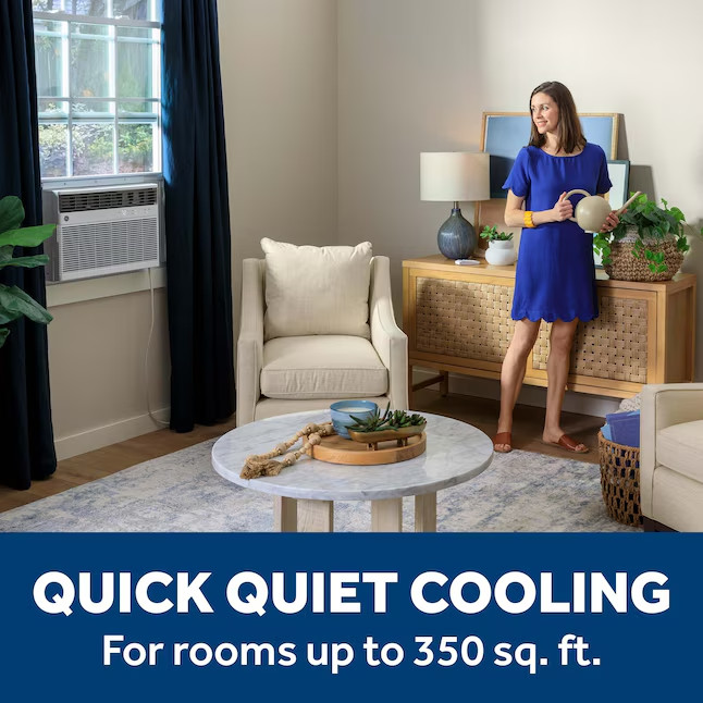 GE Medium Room Window Air Conditioner with Heater, Remote Included 8000-BTU