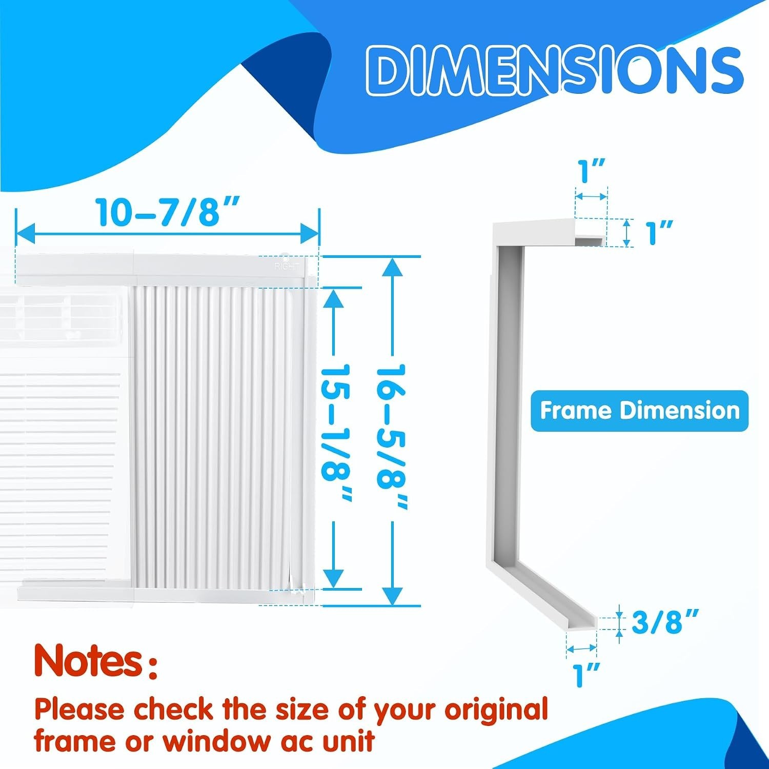 Window Air Conditioner Side Panel and Frame Set 12000 BTU Accordion Filler Kit