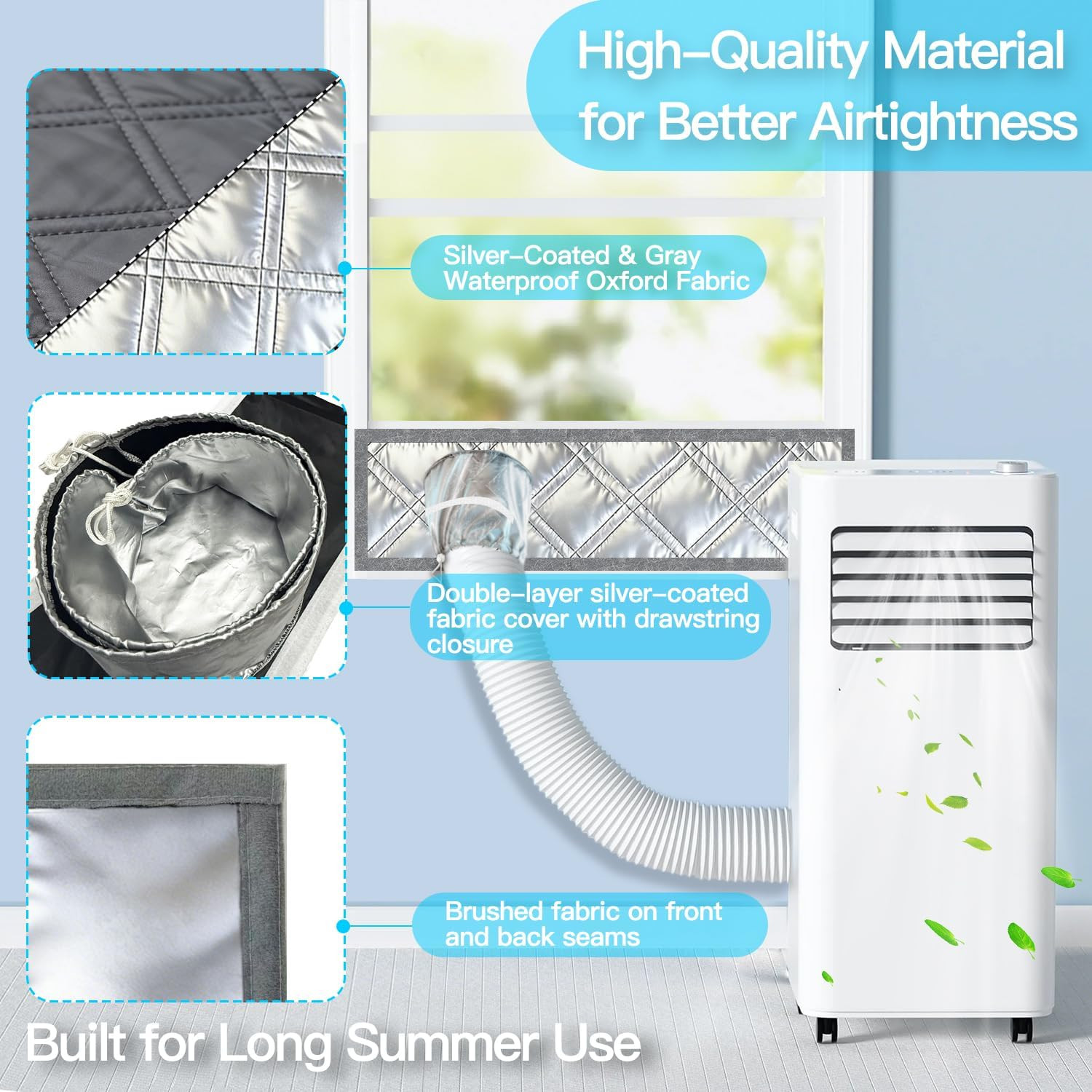 Portable AC Window Seal Kit,71″Adjustable Vertical/Horizontal Sliding Windows,3-