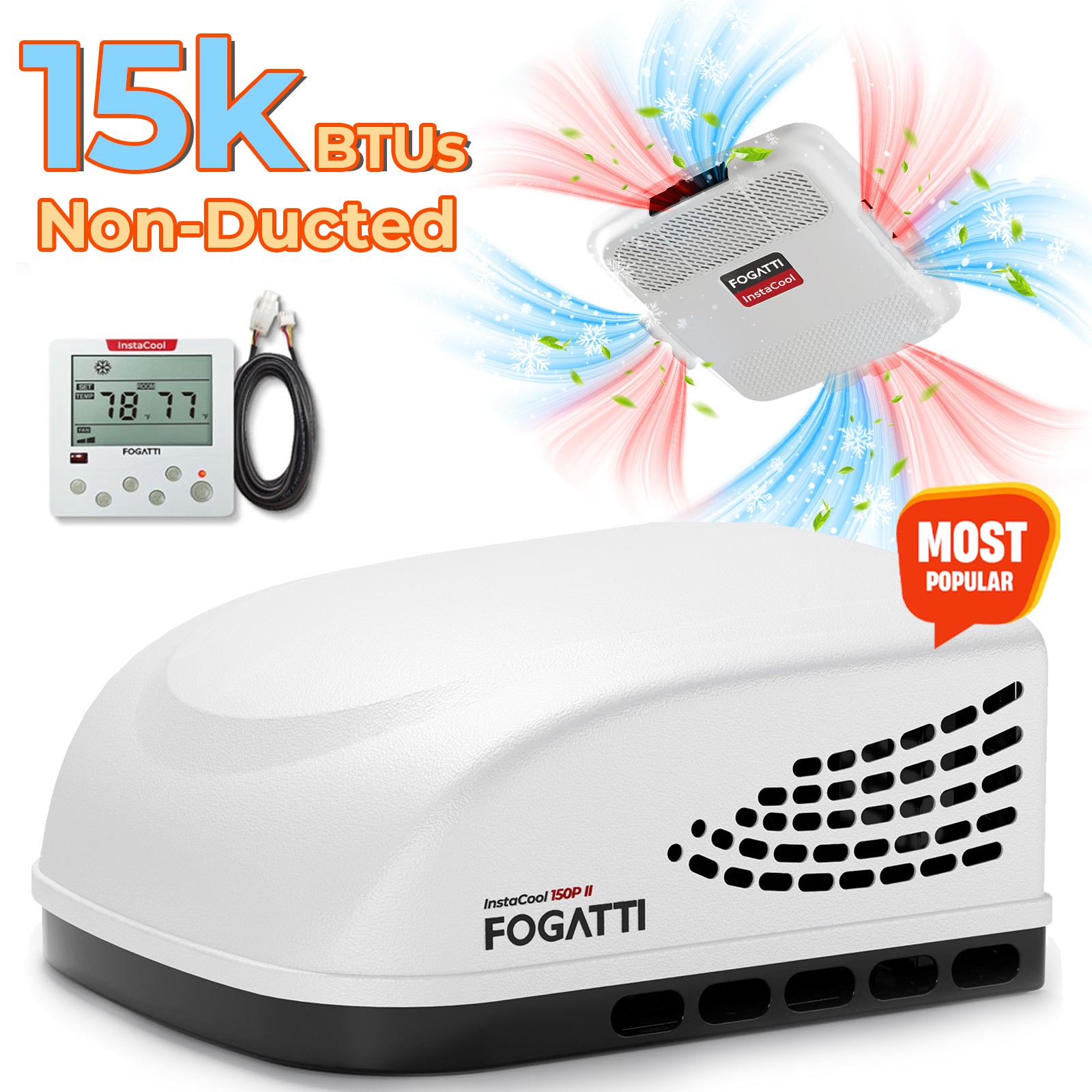 FOGATTI 6,500 BTU Camper Air Conditioner, 110V Portable Quiet AC for RV, Caravan