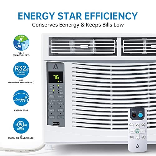 6000-BTU Window Air Conditioner Up to 250 Sqf | Remote Control, Cool & Fan