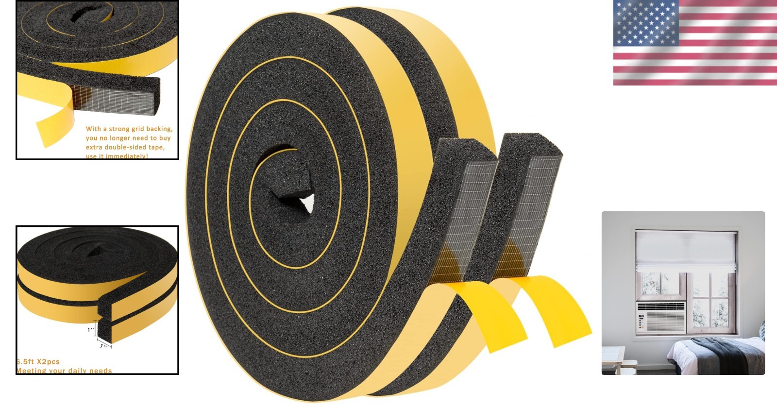 1 Inch x 1 Inch Weather Stripping Door Seal Strip – 13 Feet of Foam Protection