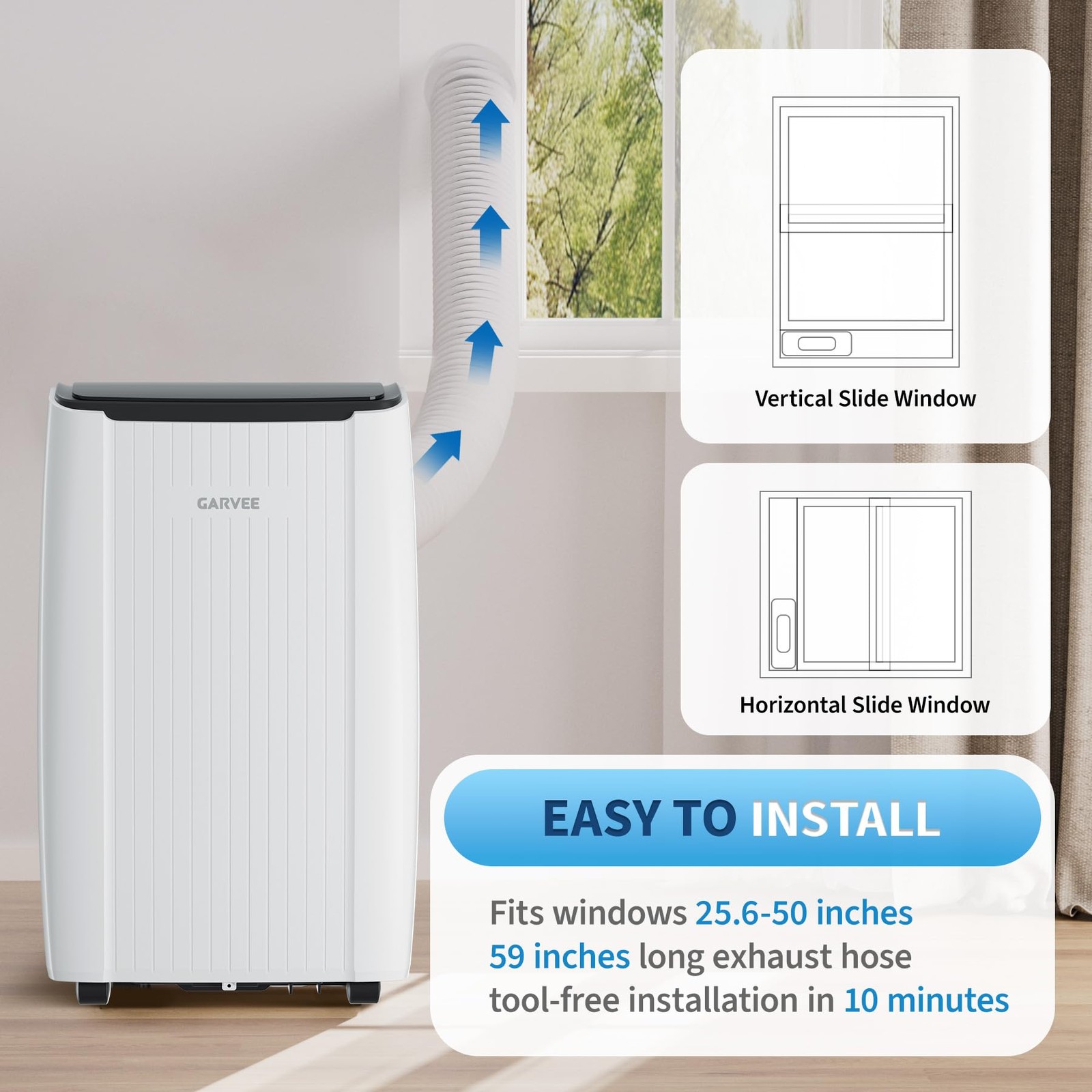 GARVEE 12000 BTU Portable Air Conditioner AC Unit with Fan & Dehumidifier Remote