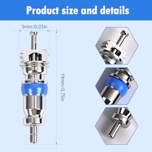 50Pcs Valve Core Replacement Kit for HVAC R32 R22 R410A Refrigerant/Tire