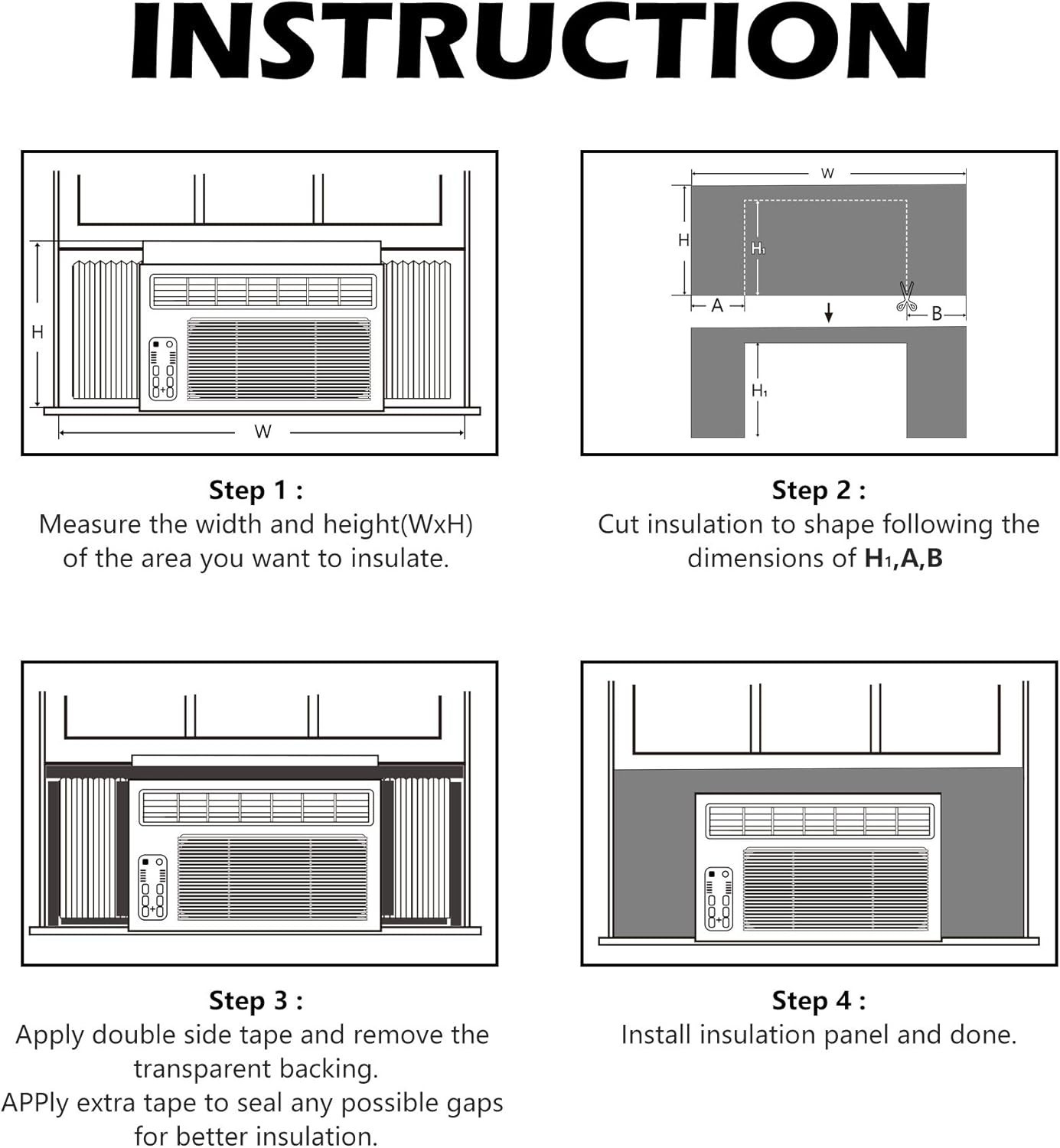 BJADE’S Window Air Conditioner Side Insulated Foam Panel, One-piece Full Surr…
