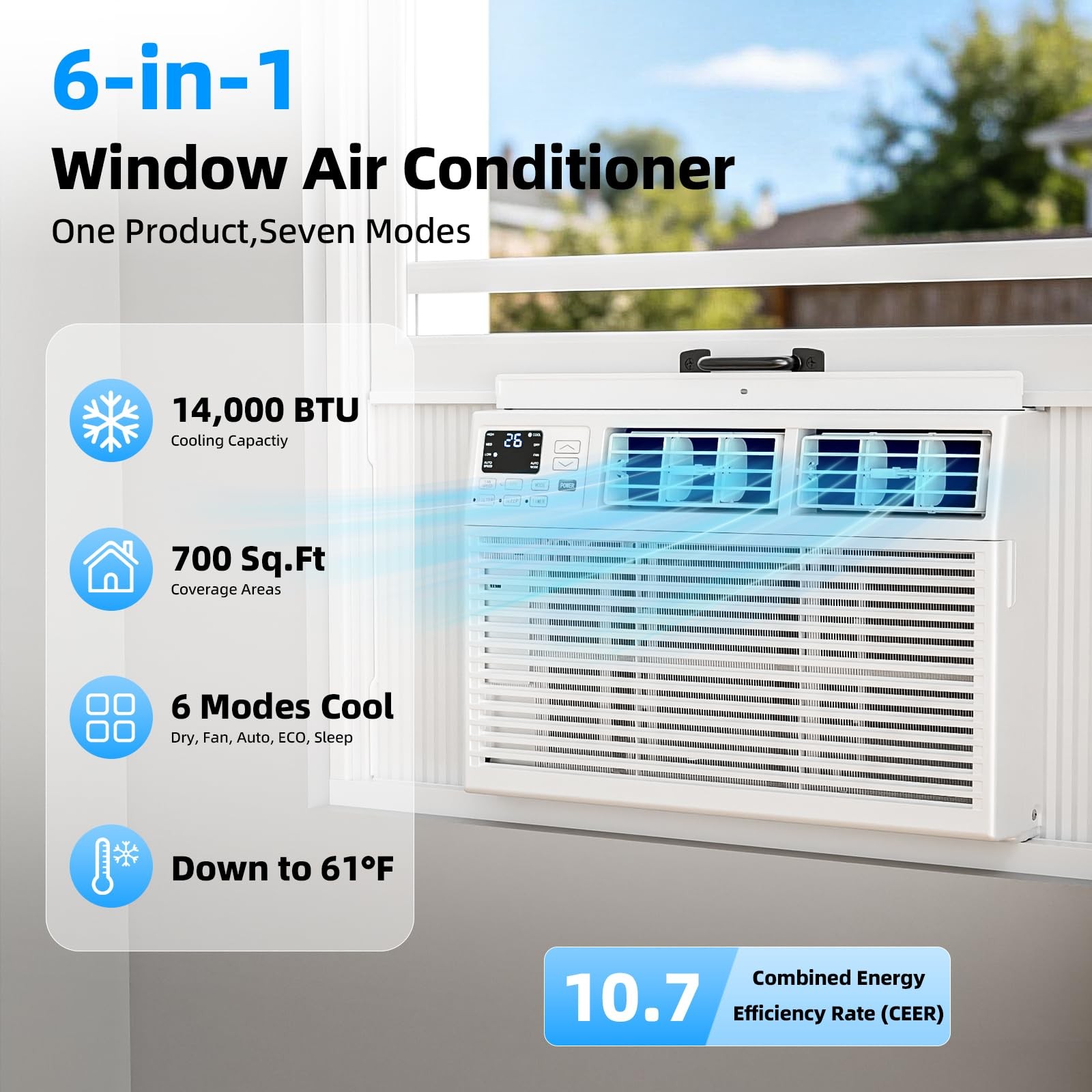 Antarctic Star 14,000 BTU Window Air Conditioner, Window AC Unit, Cools Rooms…