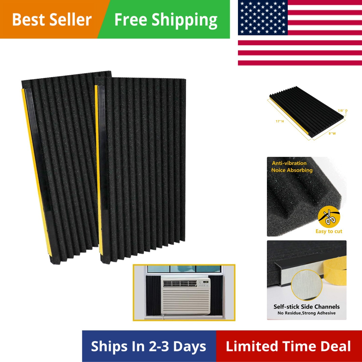 Window Air Conditioner Foam Insulation Panels,AC Side Insulating Panel Kit,2 …
