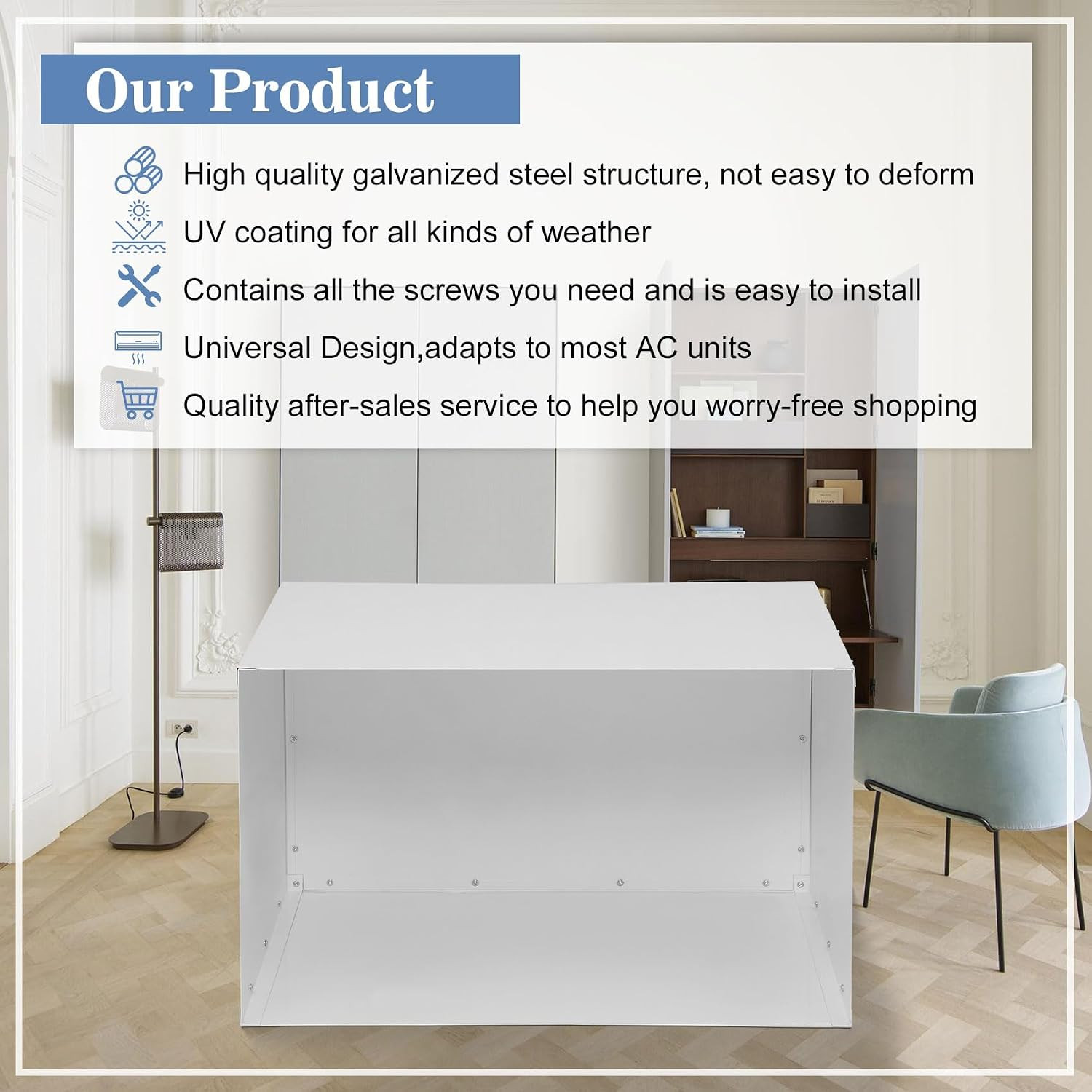 Through the Wall Air Conditioner Sleeve, 26 Inch AC Wall Sleeve, Universal Desig