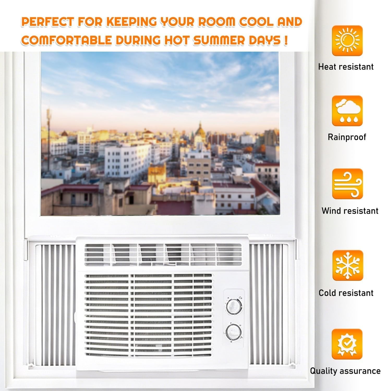 Window Air Conditioner Side Panel with Frame | Universal Window AC Accordion …