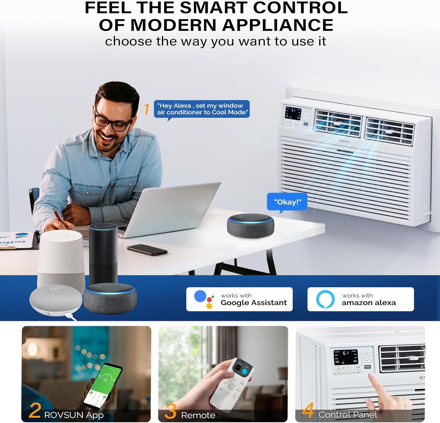 Smart 12000 BTU through the Wall Air Conditioner with Remote & App Control, Ener