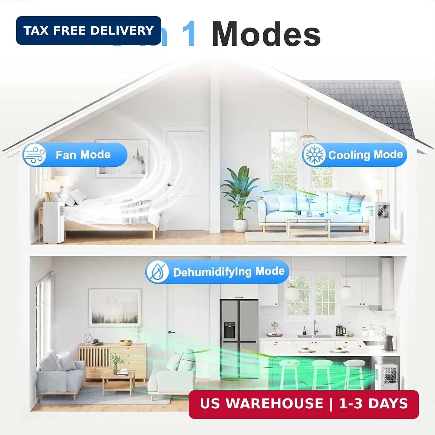 10000 BTU Portable Air Conditioner 4 Modes 550Sqft Remote Window Kit Set