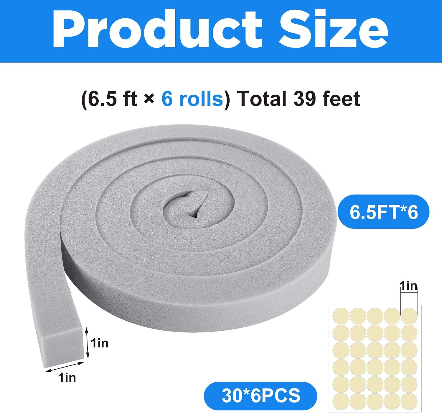 6 Pcs Foam Air Conditioner Weatherseal Tape-1” X 1” X 6.5Ft Air Conditioner Fo