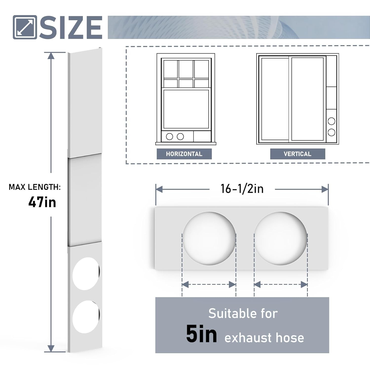 Dual Hose Portable Air Conditioner Kit Adjustable Window Seal Window Air
