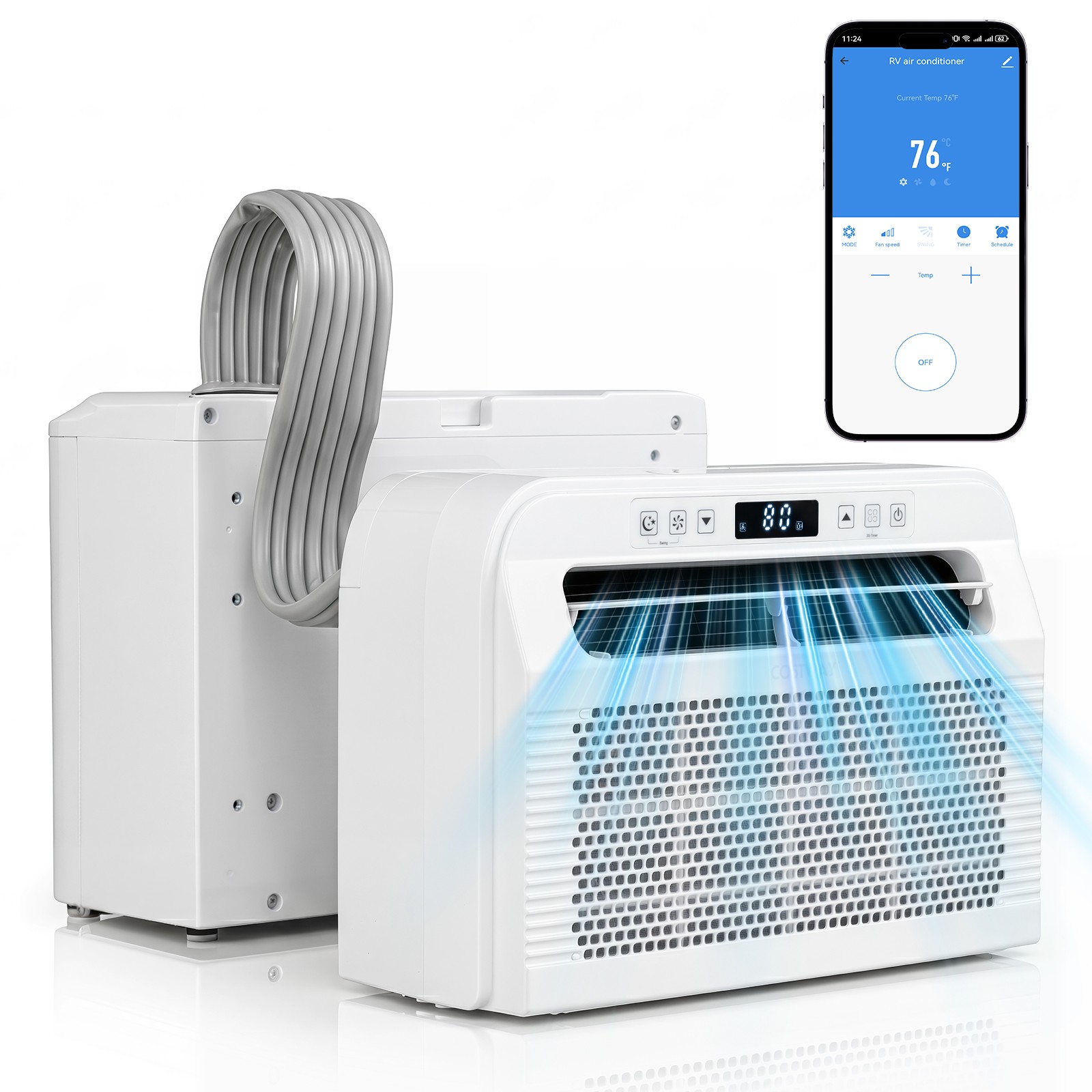 RV Window Air Conditioner, 6500 BTU Window AC Unit w/ WiFi APP Voice Control
